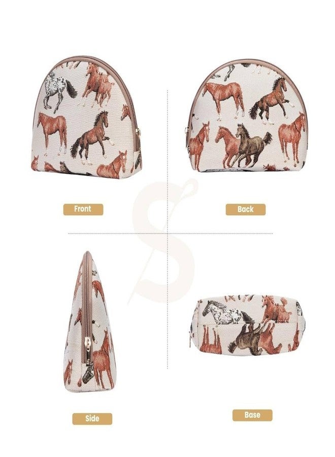 Signare Tapestry Cosmetic Bag Toiletry Makeup Bag for Women With Running Horse Design (COSM-RHOR) - Image 2